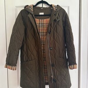 Burberry Olive Coat with Classic Tartan Lining